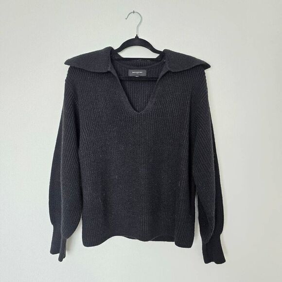 Banana Republic Sweater Women's Medium Black Knit Long Sleeve Collared Gorpcore - Picture 8 of 8